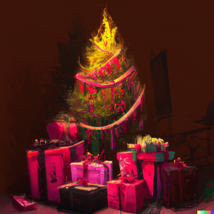 Un arbre de Noël avec pleins de cadeaux